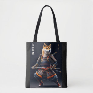 Shiba Inu Samurai Japanese Warrior Elegant Art Tote Bag
