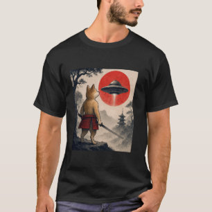 Shiba Inu Samurai UFO Vintage Japanese Ukiyo-e Dog T-Shirt