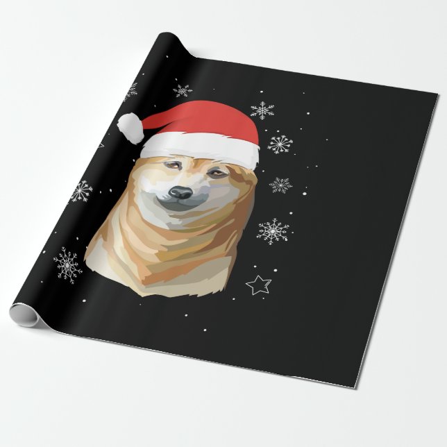 Shiba Inu Santa Christmas Kids Boys Girls Gift Wrapping Paper (Unrolled)