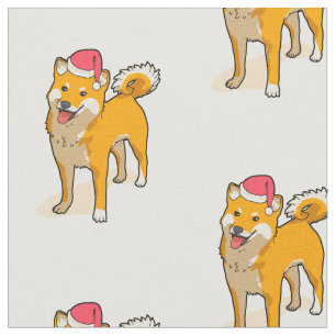 Shiba Inu Santa Claus Dog Christmas Fabric