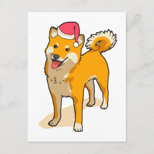 Shiba Inu Santa Claus Dog Christmas Postcard