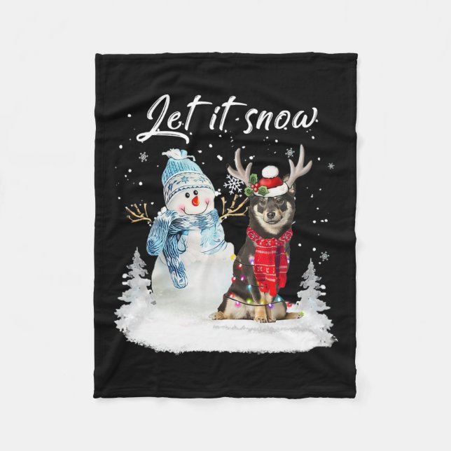 Shiba Inu Santa Dog Christmas Snowman Xmas Pajama  Fleece Blanket (Front)