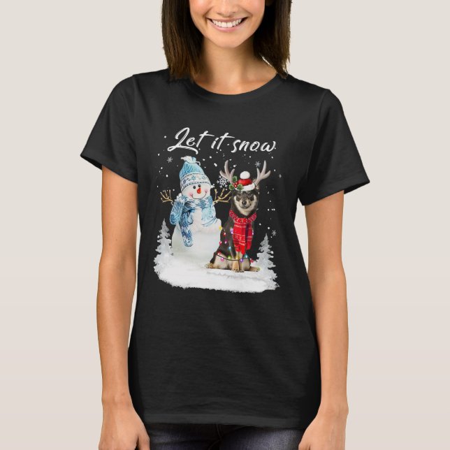 Shiba Inu Santa Dog Christmas Snowman Xmas Pajama  T-Shirt (Front)