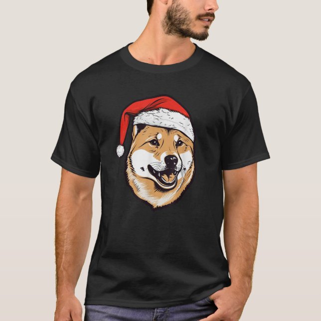 Shiba Inu Santa Hat Christmas Dog Lovers Gift Mum  T-Shirt (Front)