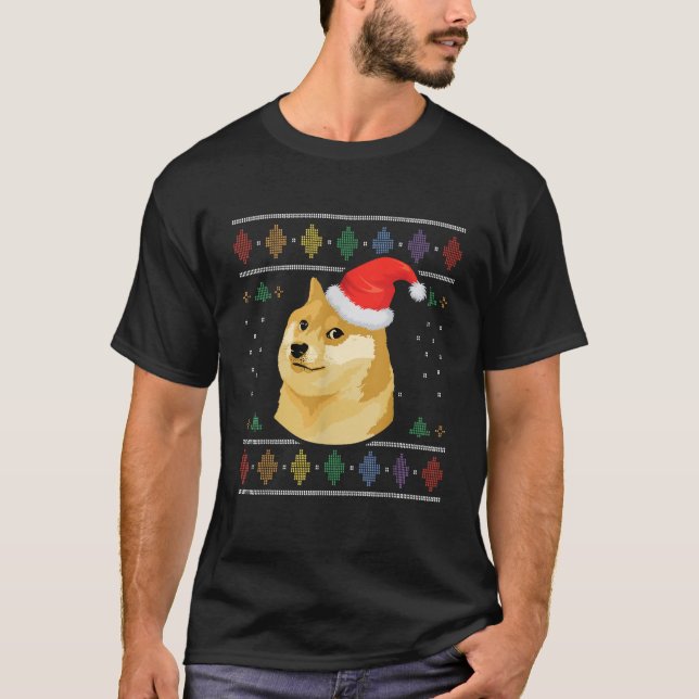 Shiba Inu Santa Hat Ugly Christmas Pajama Funny Do T-Shirt (Front)