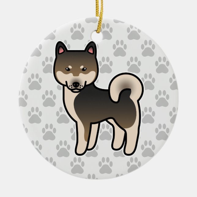 Shiba Inu Sesame Ceramic Tree Decoration (Front)