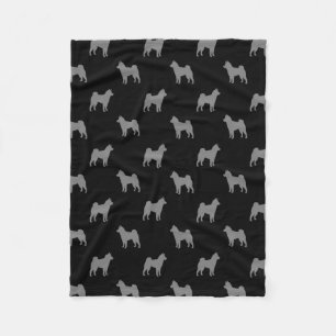 Shiba Inu Silhouettes Pattern Fleece Blanket