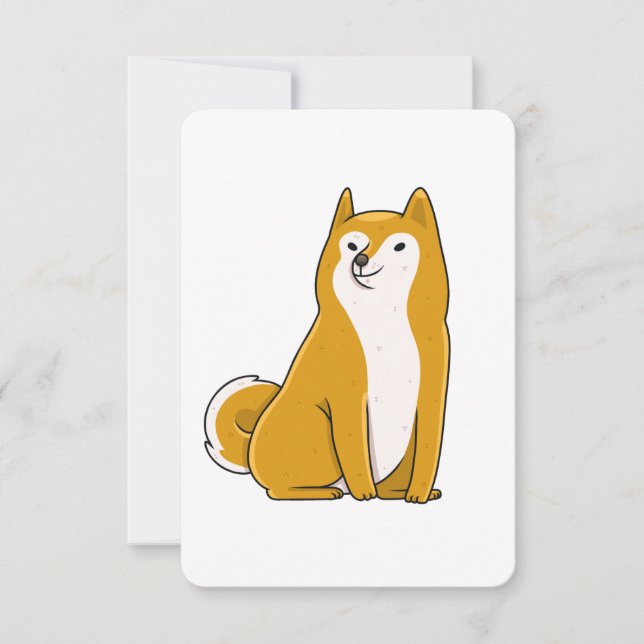 shiba inu sitting cartoon invitation (Front)