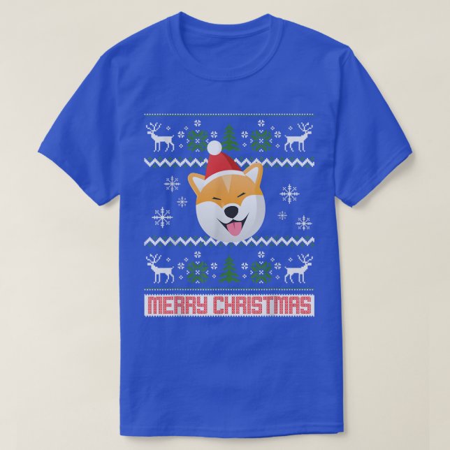 Shiba Inu Snow Christmas Santa Ugly  T-Shirt (Design Front)