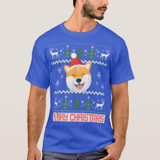 Shiba Inu Snow Christmas Santa Ugly  T-Shirt
