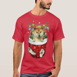 Shiba Inu Snow Pocket Dogs Christmas Pocket T-Shirt