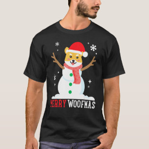 Shiba Inu Snowman Funny Cute Dog Mom Dad Christmas T-Shirt