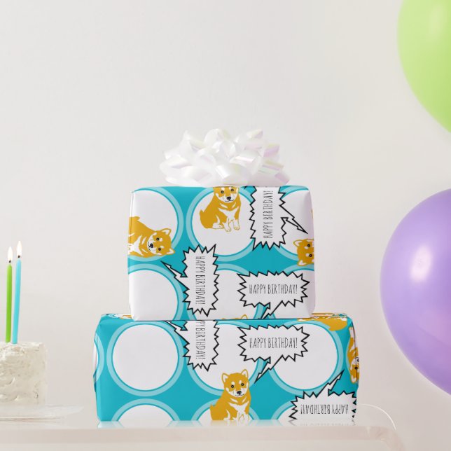 Shiba Inu Speech Bubbles Happy Birthday W Paper (Party Gifts)