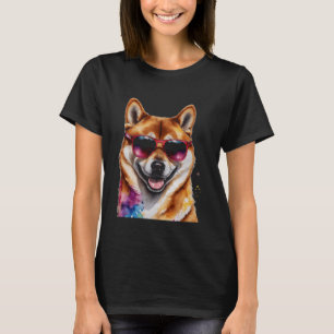 Shiba Inu Sunglasses Dog Funny Animal Art Print Gr T-Shirt