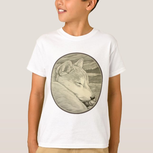 Shiba Inu T-shirt Art Kid's Dog Lover Shirts Gifts (Front)