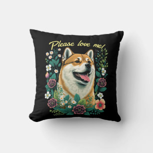 Shiba Inu Throw Pillow & Customisable Text