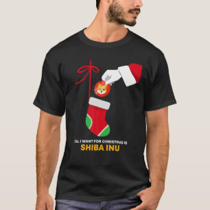 Shiba Inu Token Christmas Socks All I Want For Chr T-Shirt