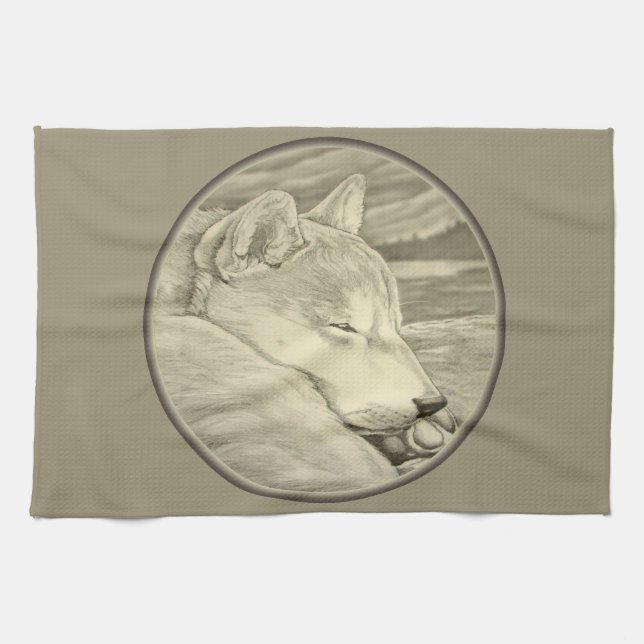 Shiba Inu Towel Dog Lover Art Tea Towels & Gifts (Horizontal)