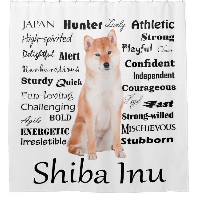 Shiba Inu Traits Shower Curtain (Front)