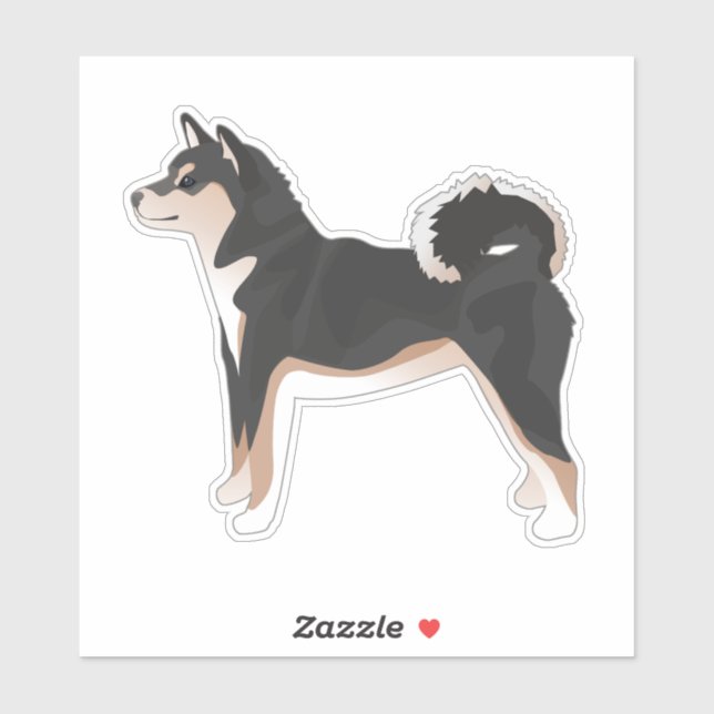Shiba Inu Tri-Colour Dog Breed Side View Silhouett (Sheet)
