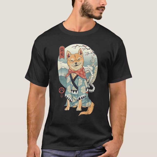 Shiba Inu Ukiyo E Dog  Japanese Art T-Shirt (Front)