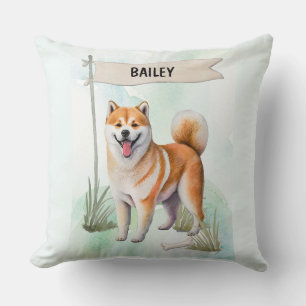 Shiba Inu Watercolor Personalised Dog Cushion