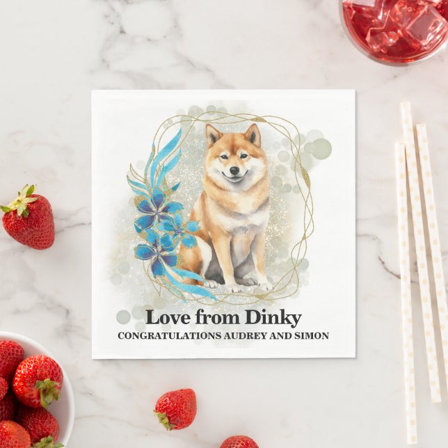 Shiba inu Wedding Napkins With Dogs Photo (Insitu)