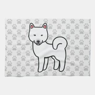 Shiba Inu White Tea Towel