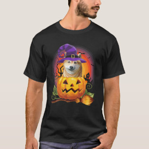 Shiba Inu Witch Pumpkin Halloween Dog Lover T-Shirt