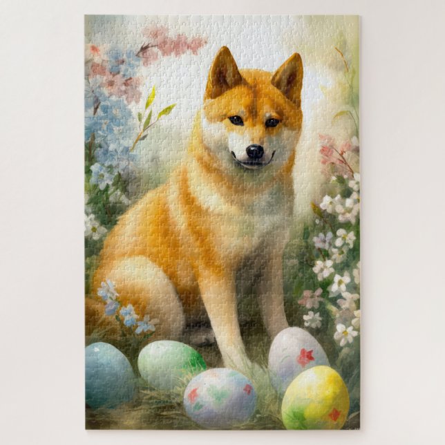 Shiba Inu with Easter Eggs Holiday  Jigsaw Puzzle (Vertical)