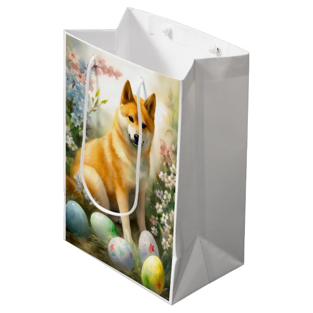 Shiba Inu with Easter Eggs Holiday  Medium Gift Bag (Front Angled)