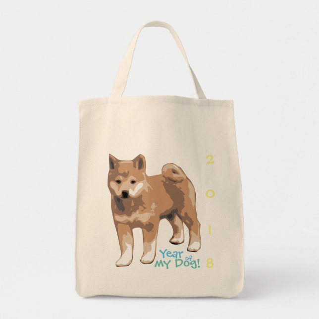 Shiba inu Year of my Dog Cotton Grocery Bag (Front)