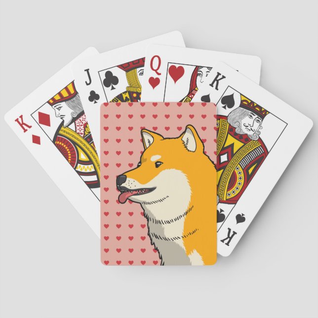 Shiba Love Pink Playing Cards (Back)
