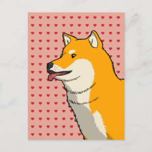 Shiba Love Pink Postcard