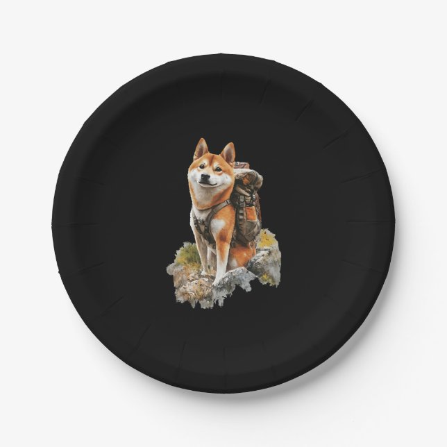 Shiba Pitbull Inu Paper Plate (Front)