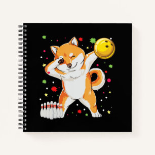 Shiba plays bowling   Funny dog with bowling gift Notebook