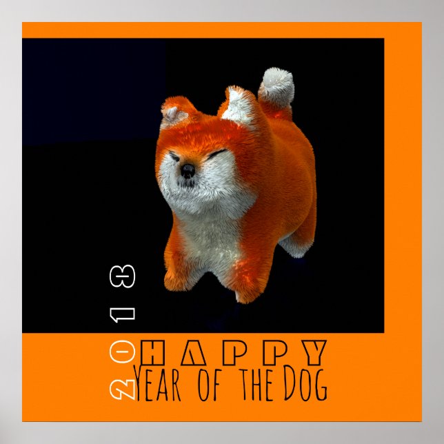 Shiba Puppy 3D Digital Art Dog Year 2018 S Poster (Front)