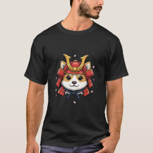 shiba samurai face, japanese warrior armor T-Shirt