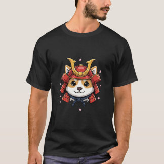 shiba samurai face, japanese warrior armor T-Shirt