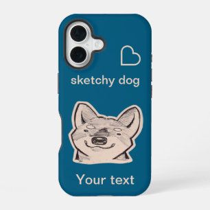 Shiba sketchy dog iPhone 16 case