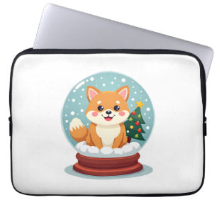 Shiba Snow Globe Laptop Sleeve