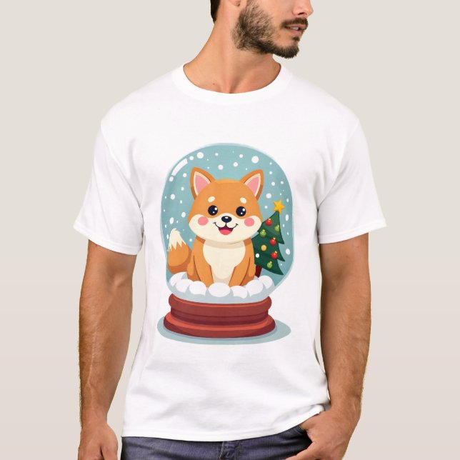Shiba Snow Globe T-Shirt (Front)