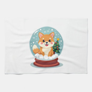 Shiba Snow Globe Tea Towel