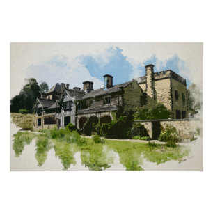 Shibden Hall Watercolour Art - Historic Halifax Poster