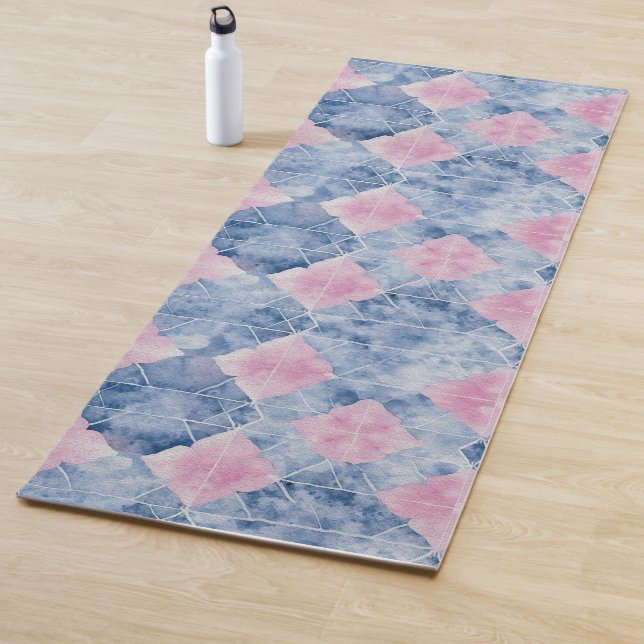 Shibori Blue Tie Dye Japan Traditional Pattern 12 Yoga Mat (In Situ)