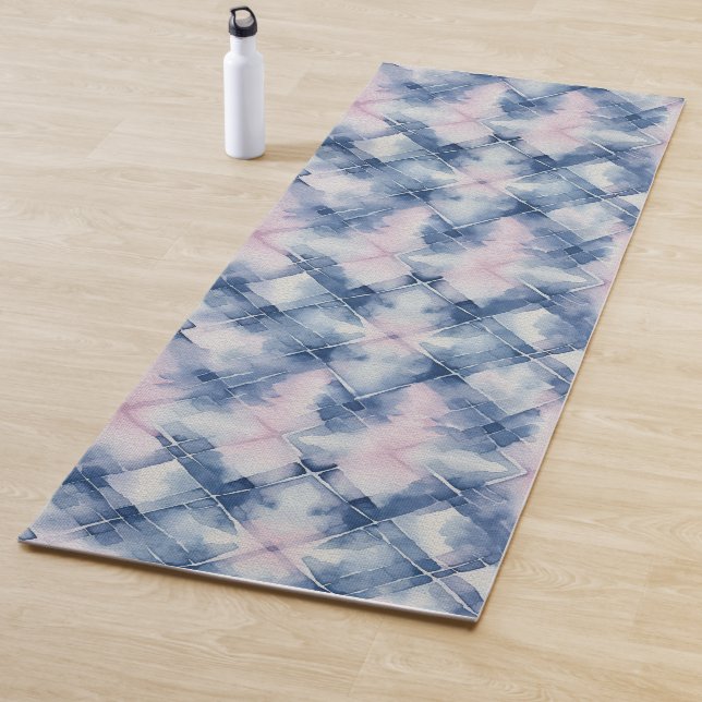 Shibori Blue Tie Dye Japan Traditional Pattern 13 Yoga Mat (In Situ)