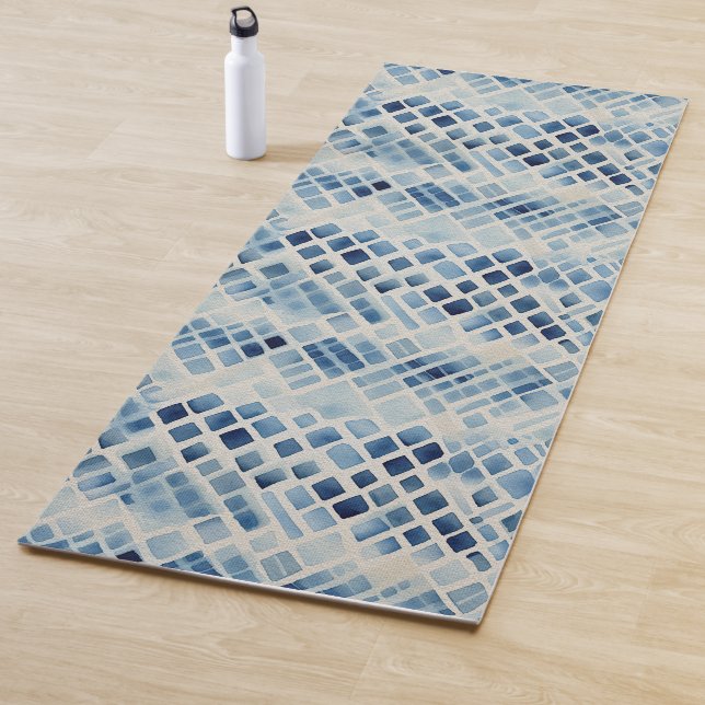 Shibori Blue Tie Dye Japan Traditional Pattern No4 Yoga Mat (In Situ)