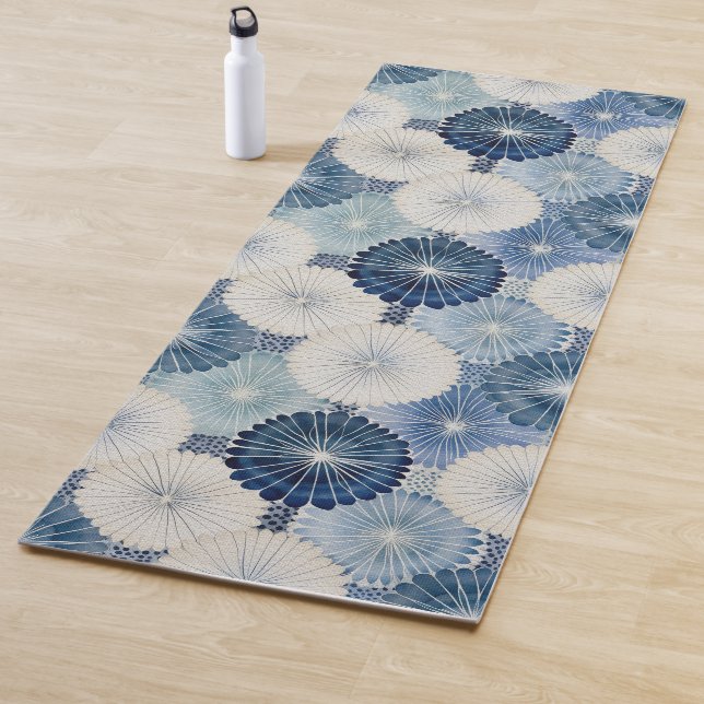 Shibori Blue Tie Dye Japan Traditional Pattern No7 Yoga Mat (In Situ)