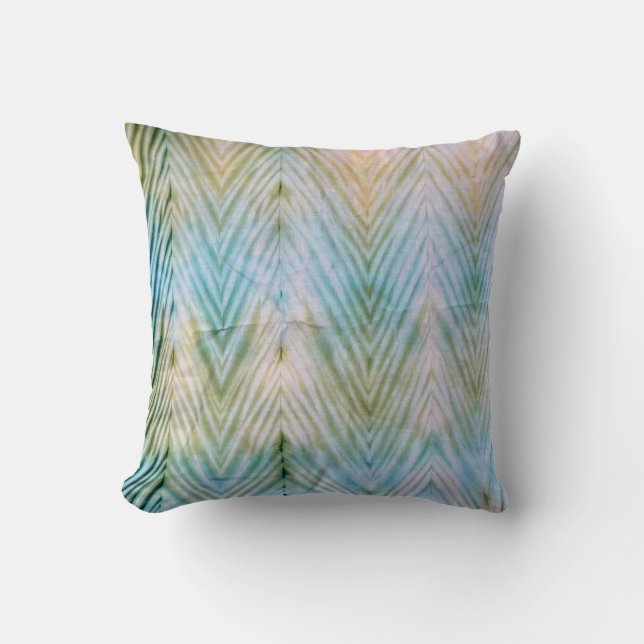 Shibori Chevron Pattern Fibre Art Cushion (Front)