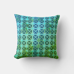 Shibori Fabric Boho Blue Green Tie Dye Pillow